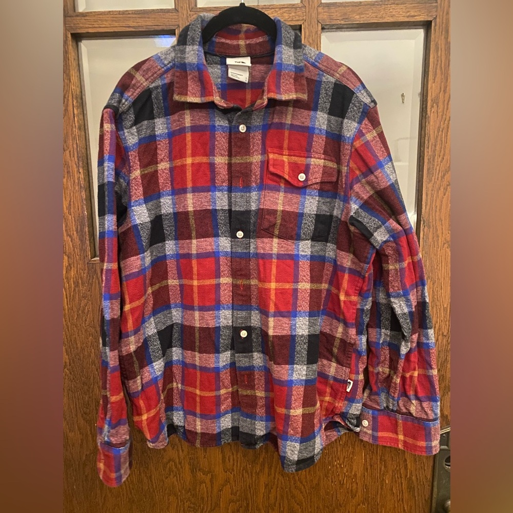 The North Face Red and Blue Plaid Flannel Shirt VGUC